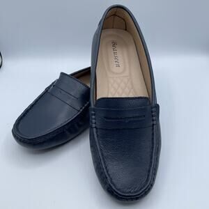 Beauseen Leather Penny Loafer Driving Moccasin Womens Size 11 Navy Blue NWOB